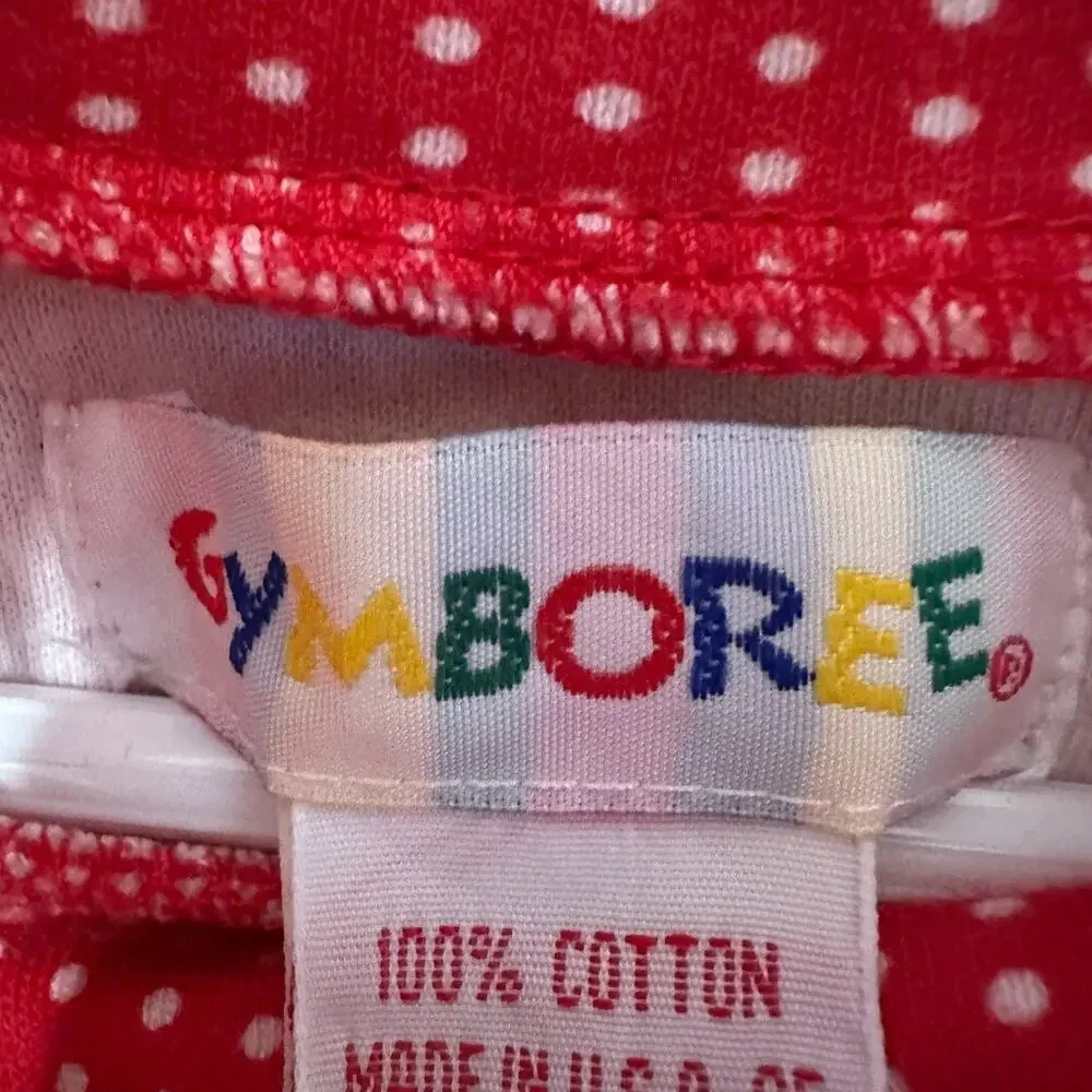 Vintage Gymboree Girls XL Long Sleeve Shirt Polka Dot Red Rainbow Tag Pullover
